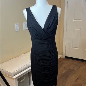 White House Black Market Black Ruched Midi Dress